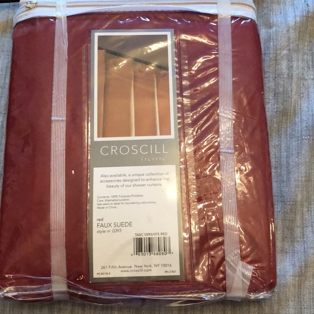 Croscill Shower Curtin with 12-hooks included. New with tag in plastic.